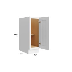 12" Full Height Door Base Cabinet - Open Doors - With Measurements