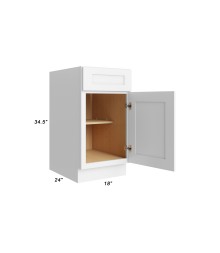 18" Base Cabinet - B18 - Open Doors - With Measurements