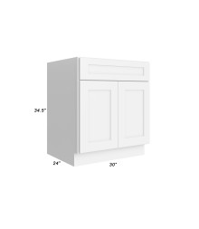 30" Base Cabinet - B30 - Closed Doors - With Measurements