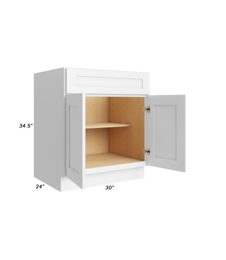 30" Base Cabinet - B30 - Open Doors - With Measurements