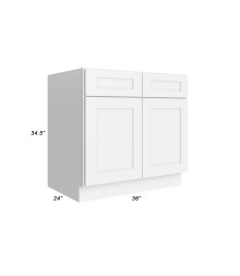 36" Base Cabinet - B36 - Closed Doors - With Measurements