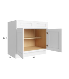 36" Base Cabinet - B36 - Open Doors - With Measurements