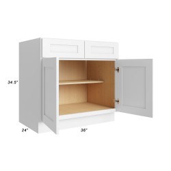 36" Base Cabinet - B36 - Open Doors - With Measurements