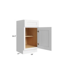 18" Vanity Base Cabinet - VB18 - Open Doors - With Measurements