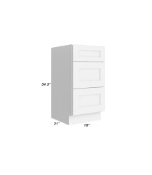 18" Vanity Drawer Base Cabinet - VDB18 - Closed Doors - With Measurements