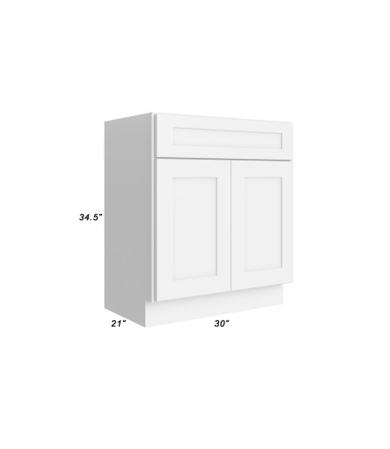 30" Vanity Base Cabinet - VB30 - Closed Doors - With Measurements